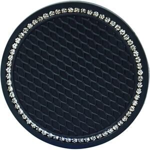 Car Cup Holder Coaster Anti Slip PVC Mat Bling Rhinestone Universal Black16